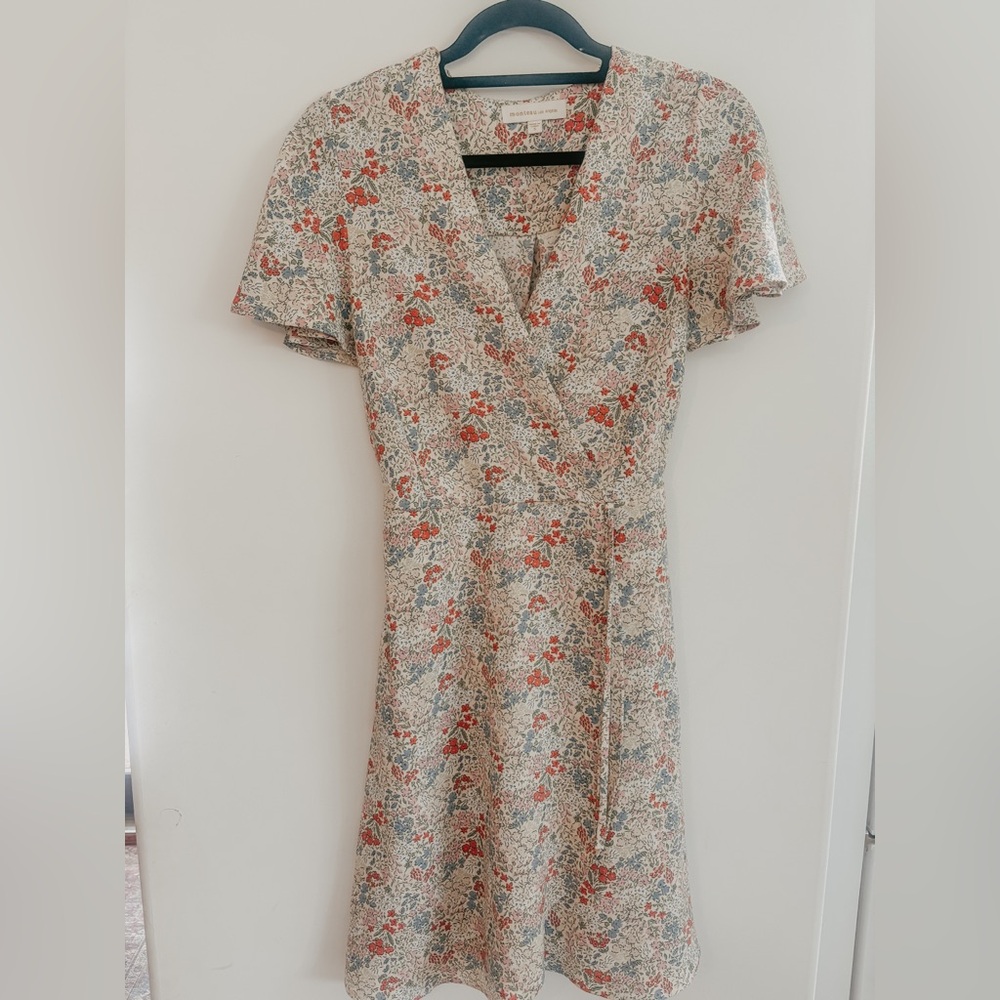 Floral Wrap Dress in Cream and Red